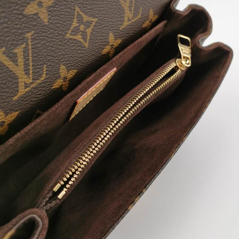 Louis Vuitton (LV) Pochette Metis East West植鞣革老花斜背包單肩包晶片款-6