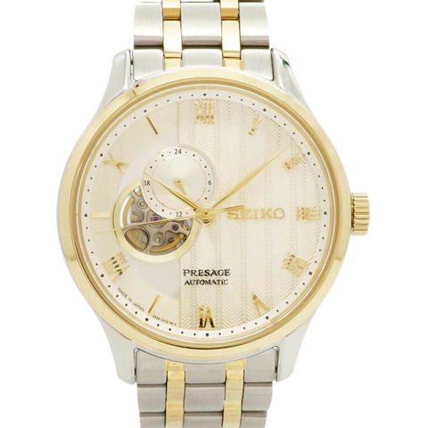 精工 Presage 日本花園系列 SARY238 4R39-00W0 金色錶盤男士腕錶
