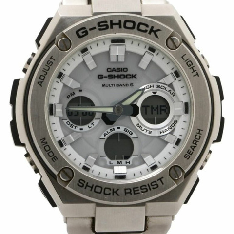 卡西歐 G-SHOCK G-STEEL GST-W100 系列 GST-W110D-7AJF 白色銀色樹脂/不鏽鋼男士手錶