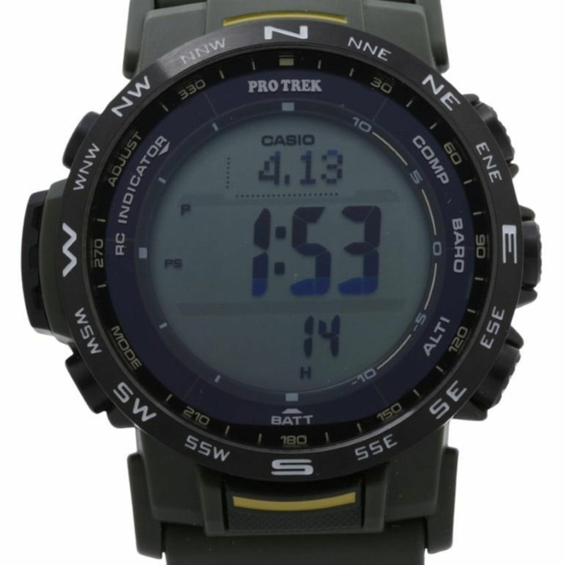 卡西歐 PRO TREK Climber 系列 PRW-35Y-3BJF 黑色卡其色樹脂/不鏽鋼男士數位手錶-0