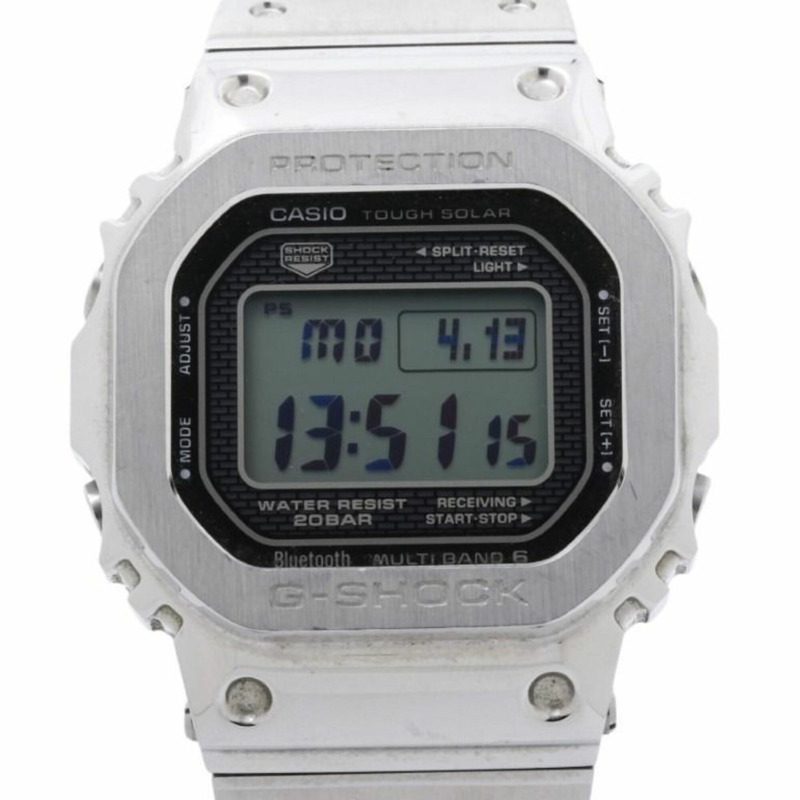 卡西歐 G-SHOCK 全金屬 5000 系列 GMW-B5000D-1JF 黑色銀色不銹鋼男士數位手錶-0