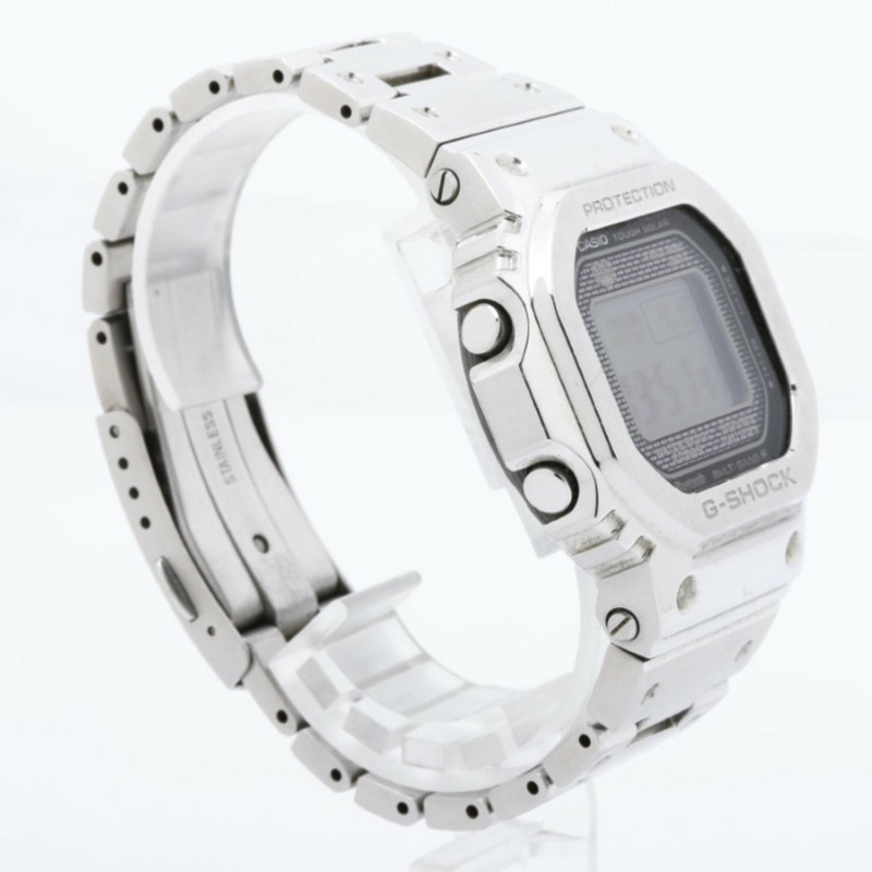 卡西歐 G-SHOCK 全金屬 5000 系列 GMW-B5000D-1JF 黑色銀色不銹鋼男士數位手錶-2