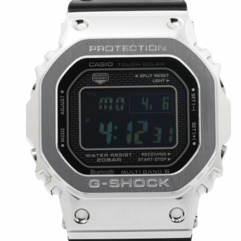 卡西歐 G-SHOCK 全金屬 5000 系列 GMW-B5000-1JF 黑色銀色不銹鋼男士數位手錶