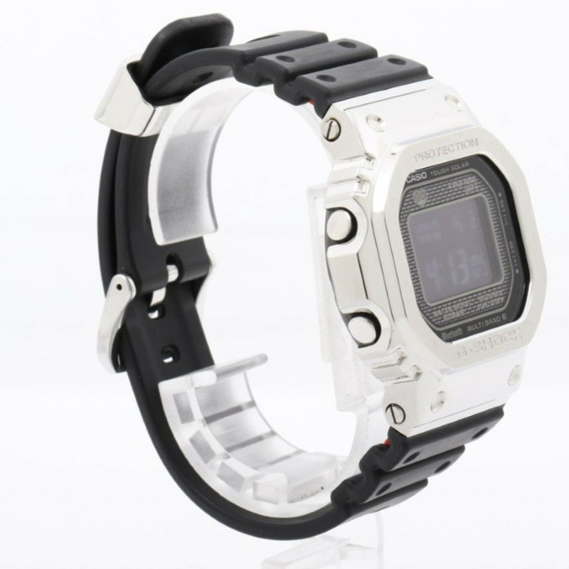 卡西歐 G-SHOCK 全金屬 5000 系列 GMW-B5000-1JF 黑色銀色不銹鋼男士數位手錶-2