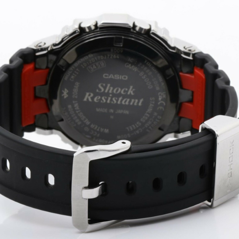 卡西歐 G-SHOCK 全金屬 5000 系列 GMW-B5000-1JF 黑色銀色不銹鋼男士數位手錶-4