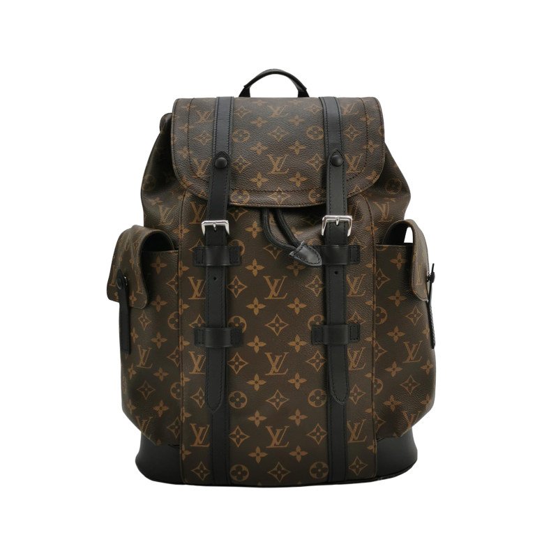 Louis Vuitton (LV) Christopher中型牛皮Monogram印花垂蓋雙肩包晶片款-0
