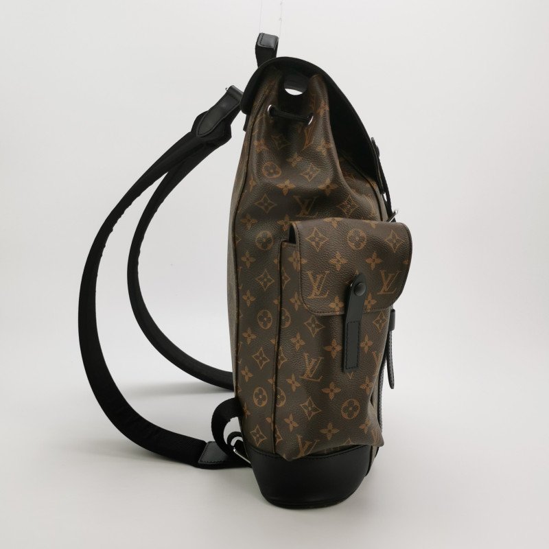 Louis Vuitton (LV) Christopher中型牛皮Monogram印花垂蓋雙肩包晶片款-3