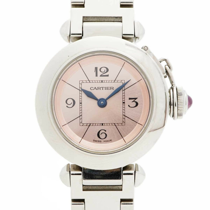 卡地亞 Miss Pasha W3140008 粉紅錶盤小姐腕錶-0