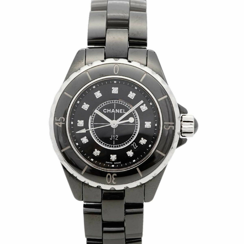 香奈兒 J12 H1625 黑色錶盤小姐腕錶-0