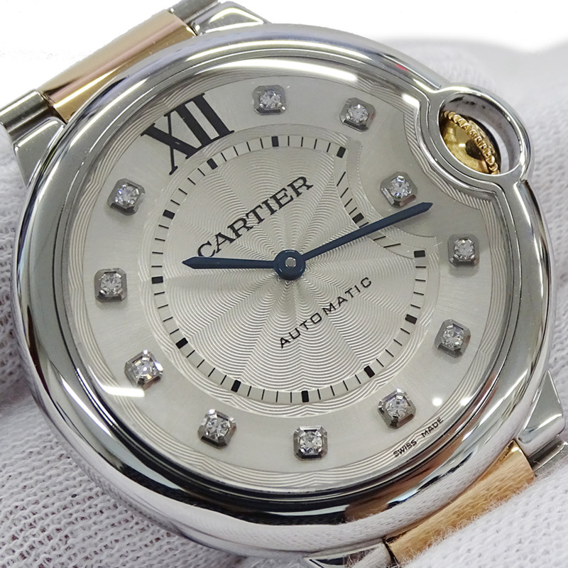 卡地亞 Ballon Bleu 男孩自動腕錶，鑲嵌 11 顆鑽石，不鏽鋼 (SS) 和玫瑰金 (PG)，型號 WE902031。-15