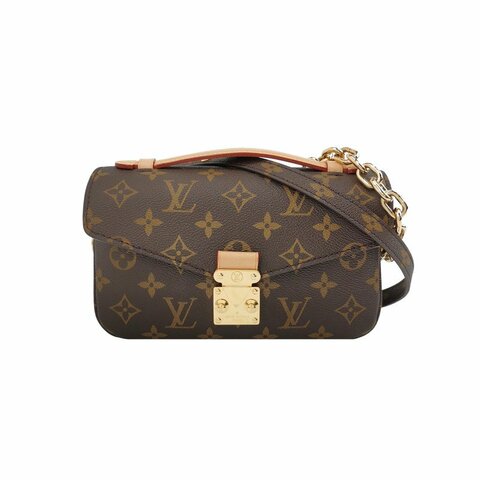 Louis Vuitton (LV) Pochette Metis East West植鞣革老花斜背包單肩包晶片款