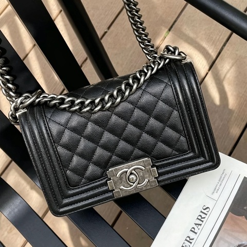 CHANEL香奈兒Leboy20小號閒置復古黑銀扣包況啵好🪿🪿