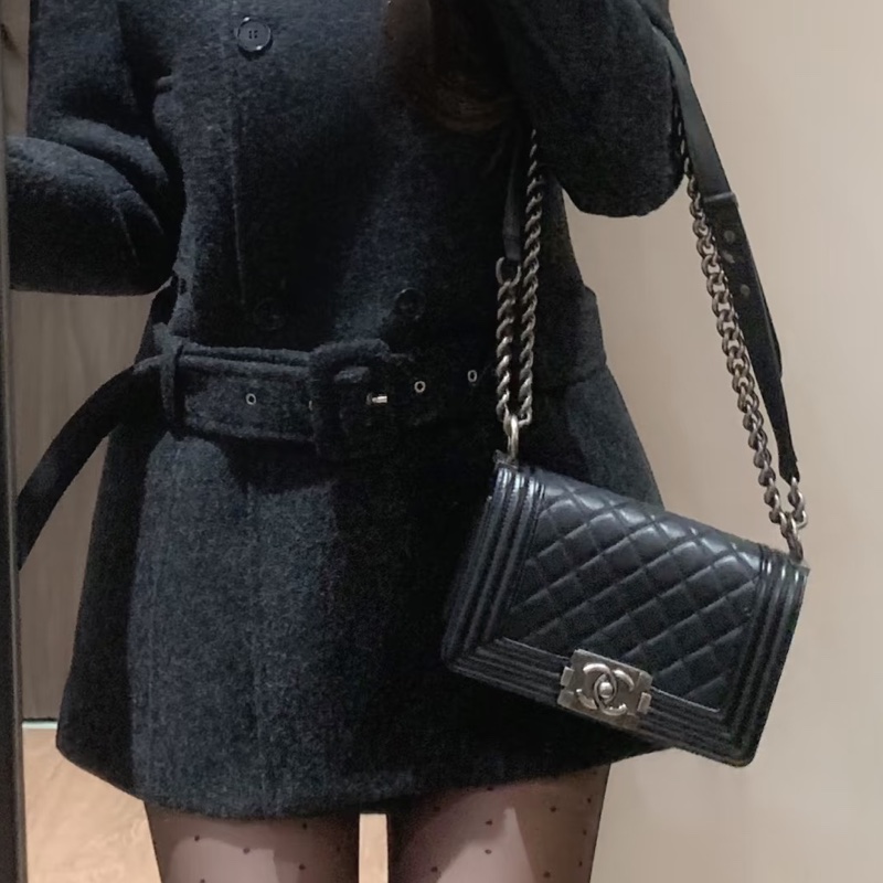 CHANEL香奈兒Leboy20小號閒置復古黑銀扣包況啵好🪿🪿-3