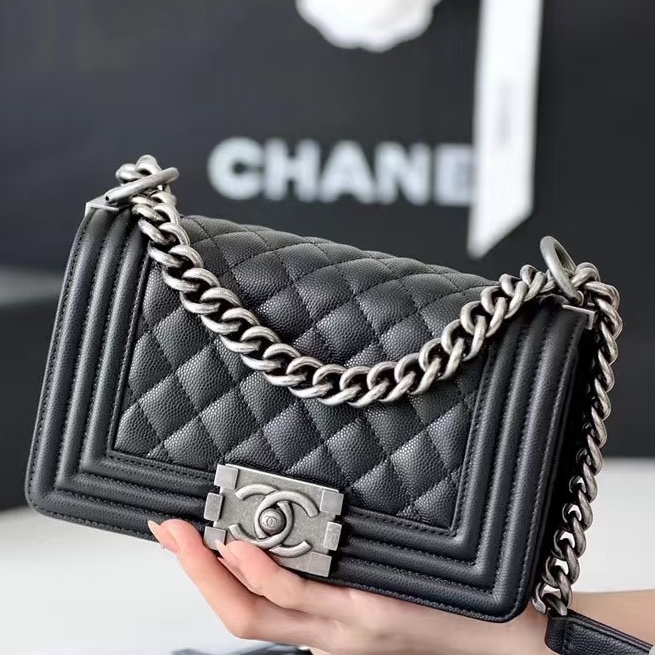 CHANEL香奈兒Leboy20小號閒置復古黑銀扣包況啵好🪿🪿-7