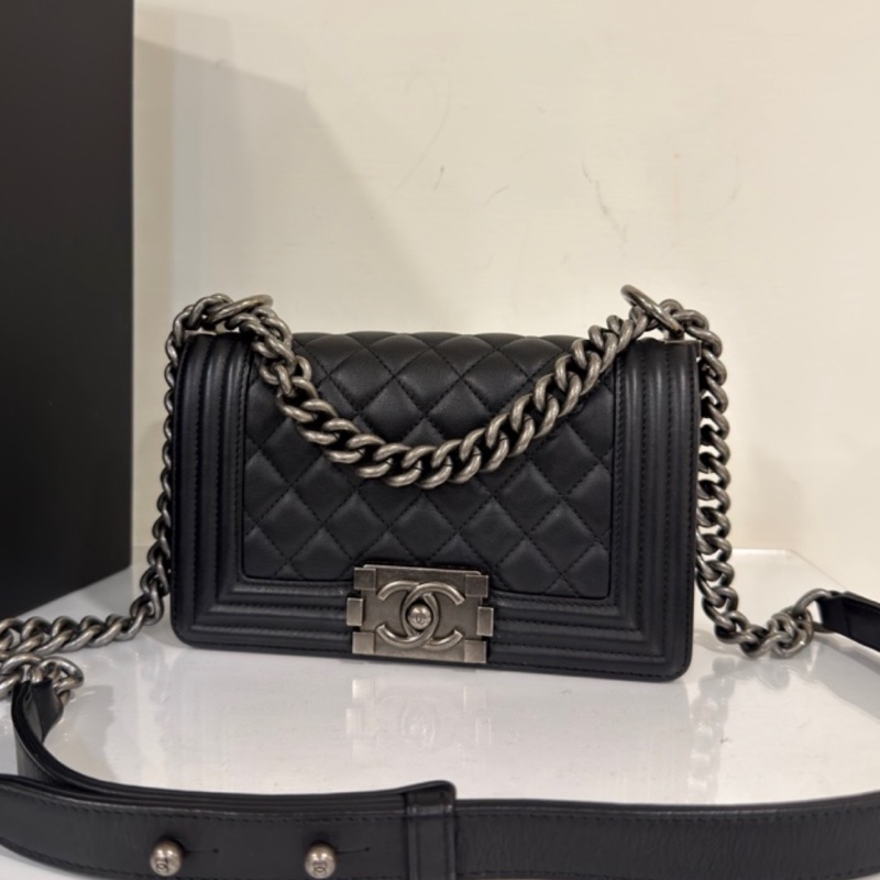 CHANEL香奈兒Leboy20小號閒置復古黑銀扣包況啵好🪿🪿-10