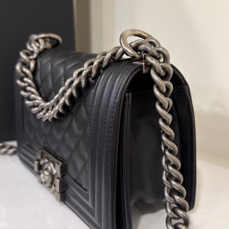 CHANEL香奈兒Leboy20小號閒置復古黑銀扣包況啵好🪿🪿-14