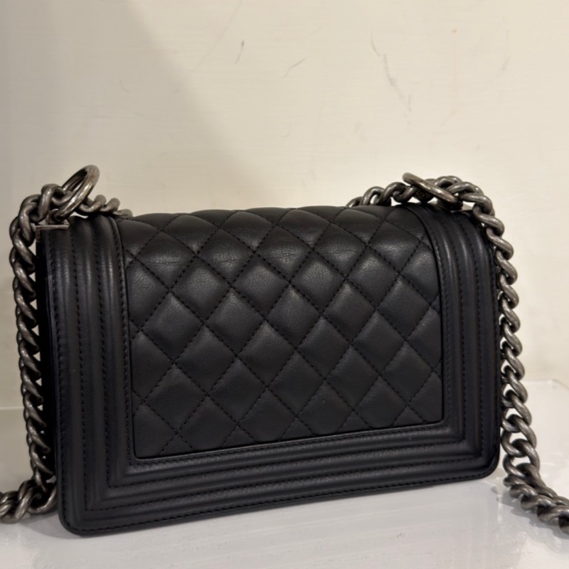 CHANEL香奈兒Leboy20小號閒置復古黑銀扣包況啵好🪿🪿-15