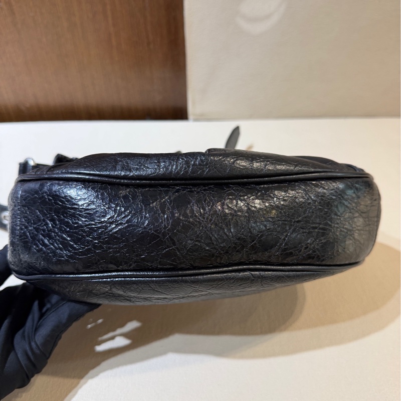 99新 Balenciaga 巴黎世家 黑銀 le cagole系列 鉚釘機車包 含心形化妝鏡 單肩-4