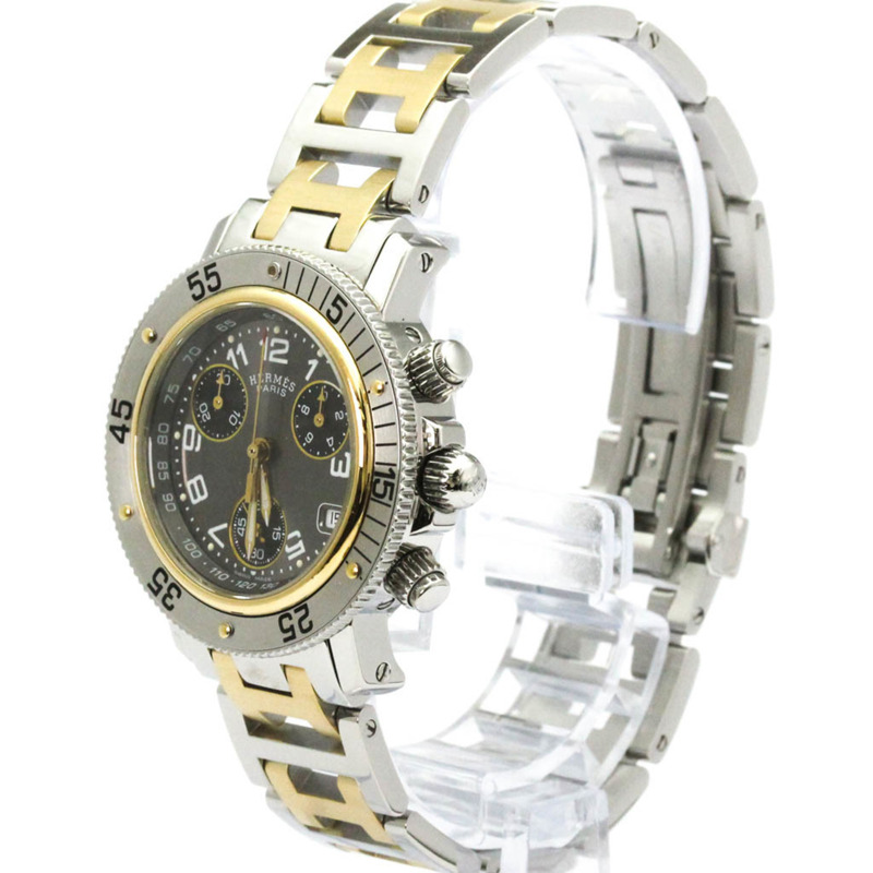 愛馬仕 Clipper Diver 計時碼錶 18K 金精鋼腕錶 CL2.320 拋光-1