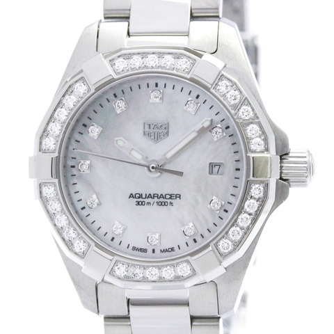 豪雅競潛系列女士鑽石珍珠母貝錶盤石英錶 WBD1415 拋光