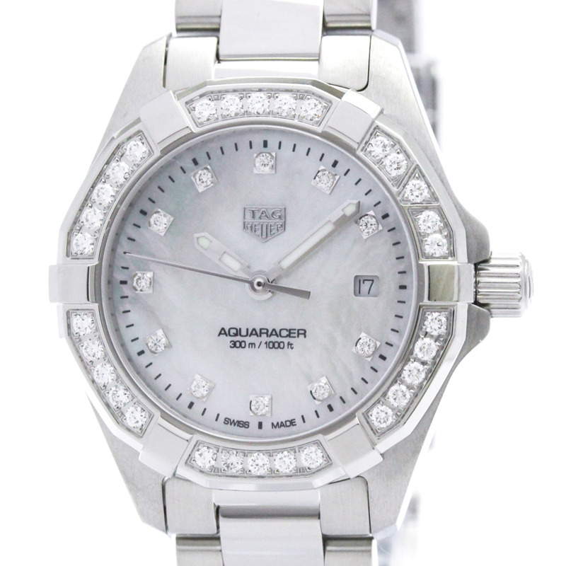 豪雅競潛系列女士鑽石珍珠母貝錶盤石英錶 WBD1415 拋光-0