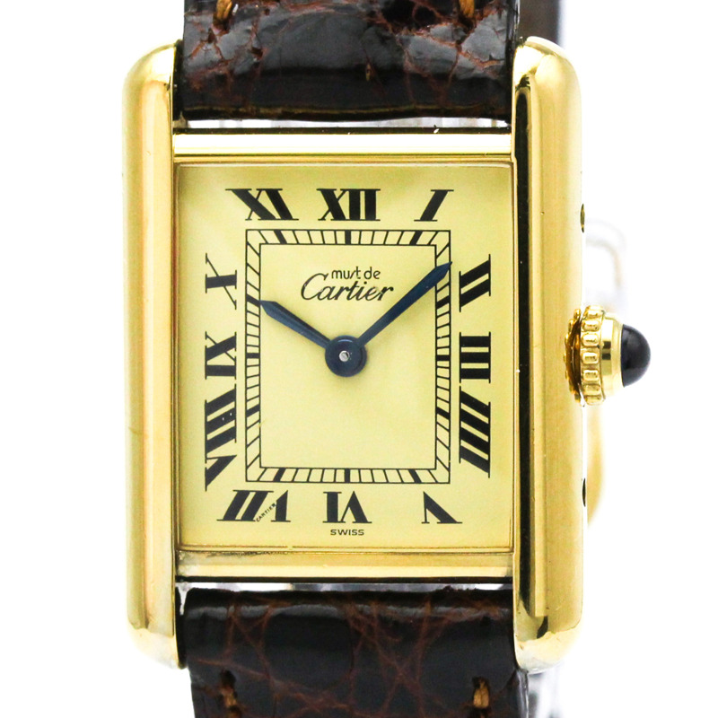 卡地亞 Must Tank 鍍金石英女士腕錶 5057001-0