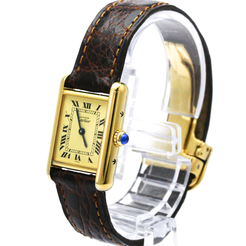 卡地亞 Must Tank 鍍金石英女士腕錶 5057001-1