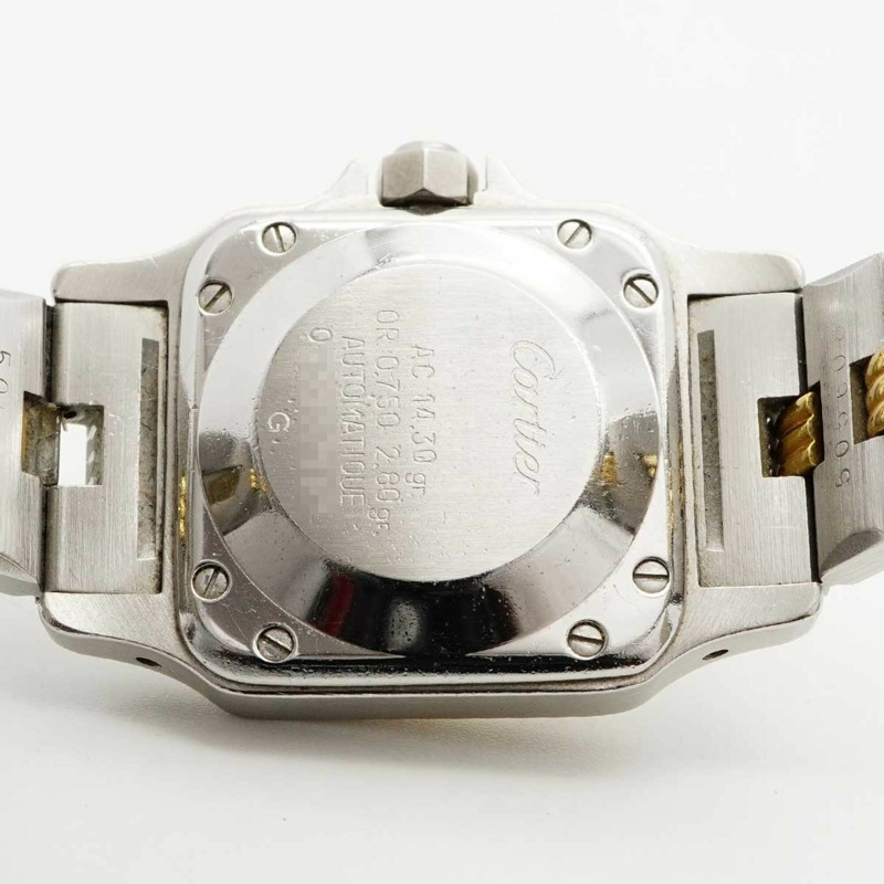 卡地亞 Santos Galbee SM Godron 手鐲 0902 白色錶盤女士腕錶-4