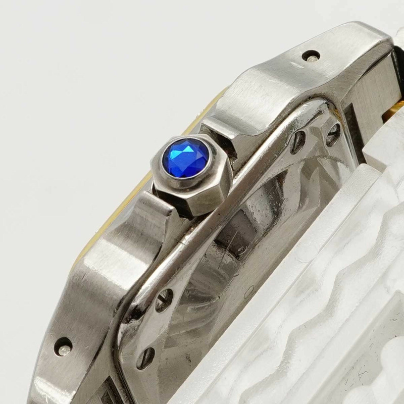 卡地亞 Santos Galbee SM Godron 手鐲 0902 白色錶盤女士腕錶-8