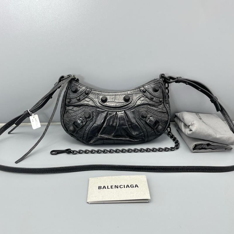 97新 二手巴黎世家lecagole xs腋下斜挎包黑色-0