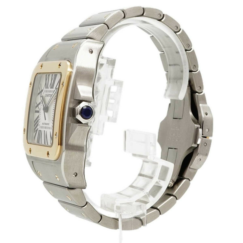 卡地亞 Santos 100 LM W200728G 銀色錶盤男士腕錶-1