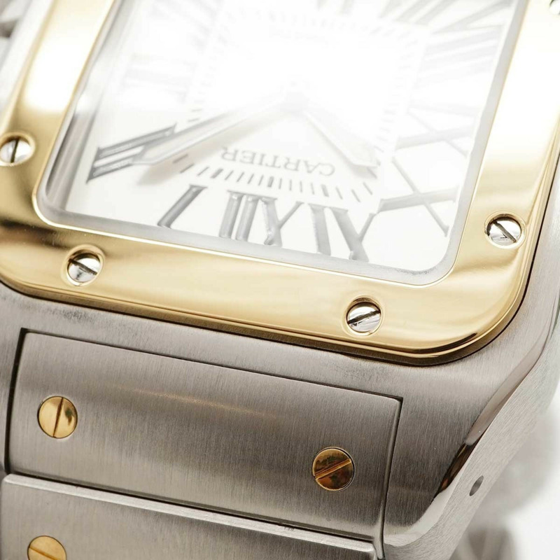 卡地亞 Santos 100 LM W200728G 銀色錶盤男士腕錶-6