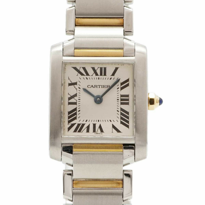 卡地亞 Tank Française SM 雙色 W51007Q4 白色錶盤女錶-0
