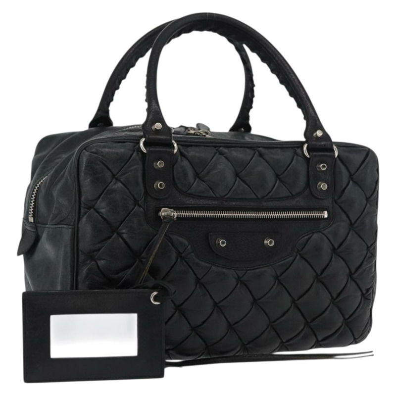 【日本直送】BALENCIAGA Matelasse 手提包，黑色銀色皮革，貨號 168031，正品號 176383A-0