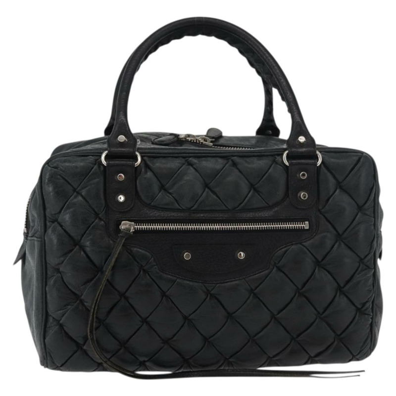 【日本直送】BALENCIAGA Matelasse 手提包，黑色銀色皮革，貨號 168031，正品號 176383A-12