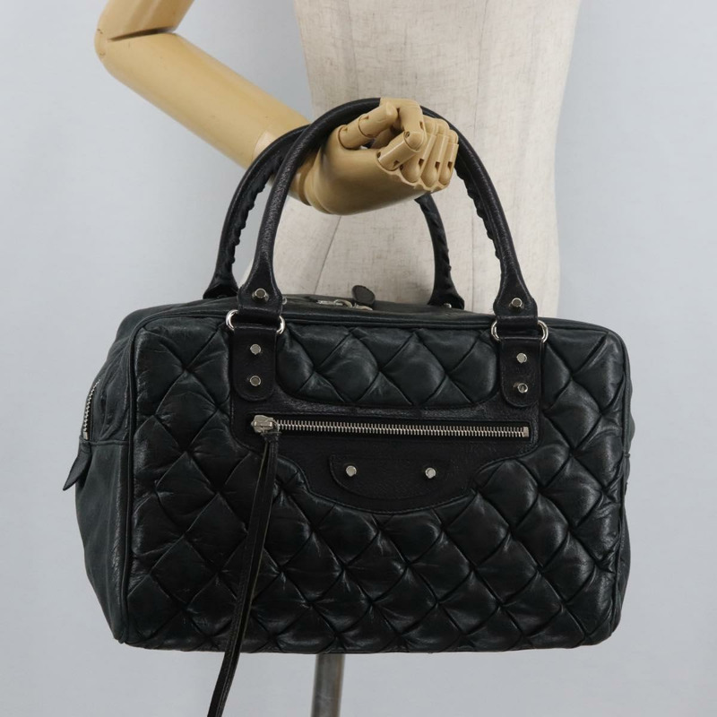 【日本直送】BALENCIAGA Matelasse 手提包，黑色銀色皮革，貨號 168031，正品號 176383A-24