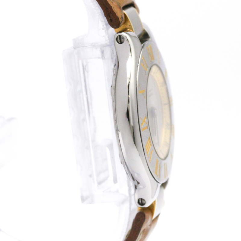 卡地亞 Must 21 鍍金精鋼石英女士腕錶 W1007323 拋光-7