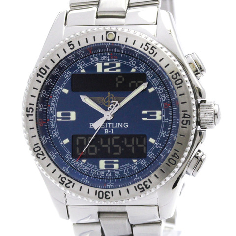 百年靈專業B-1系列精鋼石英男錶A68062拋光款