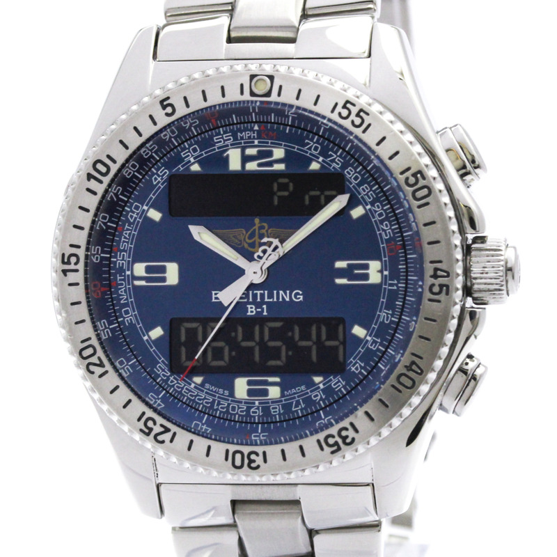 百年靈專業B-1系列精鋼石英男錶A68062拋光款-0