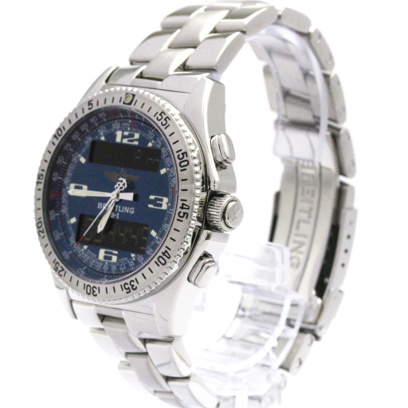 百年靈專業B-1系列精鋼石英男錶A68062拋光款-1