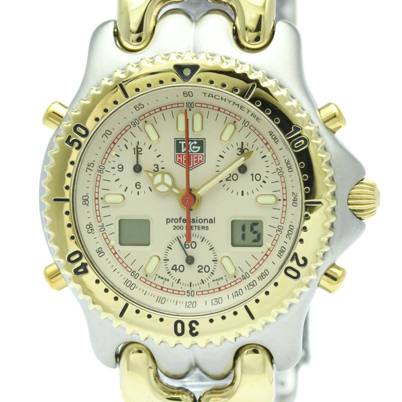 TAG HEUER Sel計時碼錶鍍金鋼男錶CG1123拋光-0