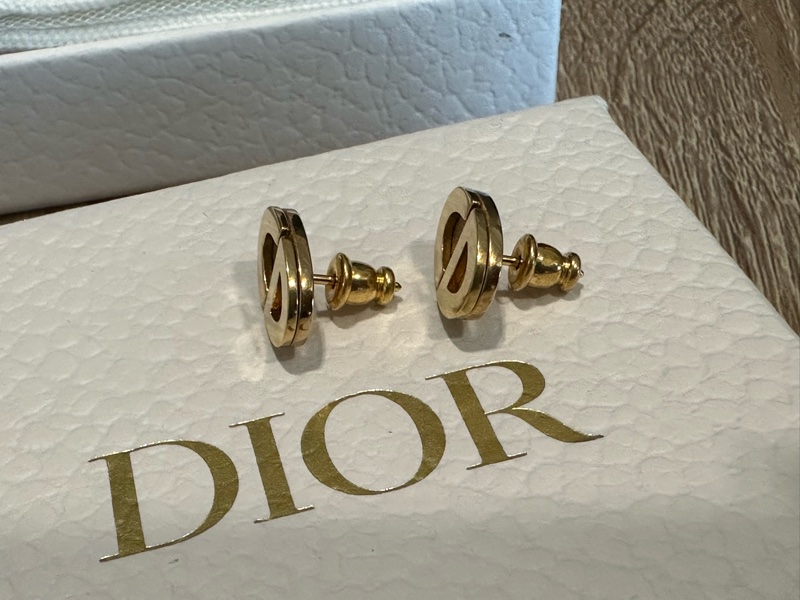 全套 有收據 Dior 金色CD小logo耳環-3