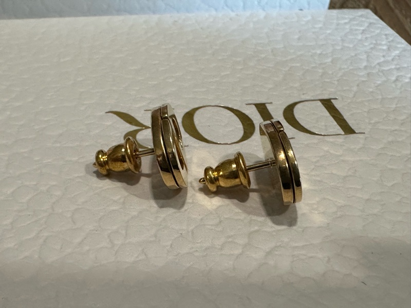 全套 有收據 Dior 金色CD小logo耳環-4