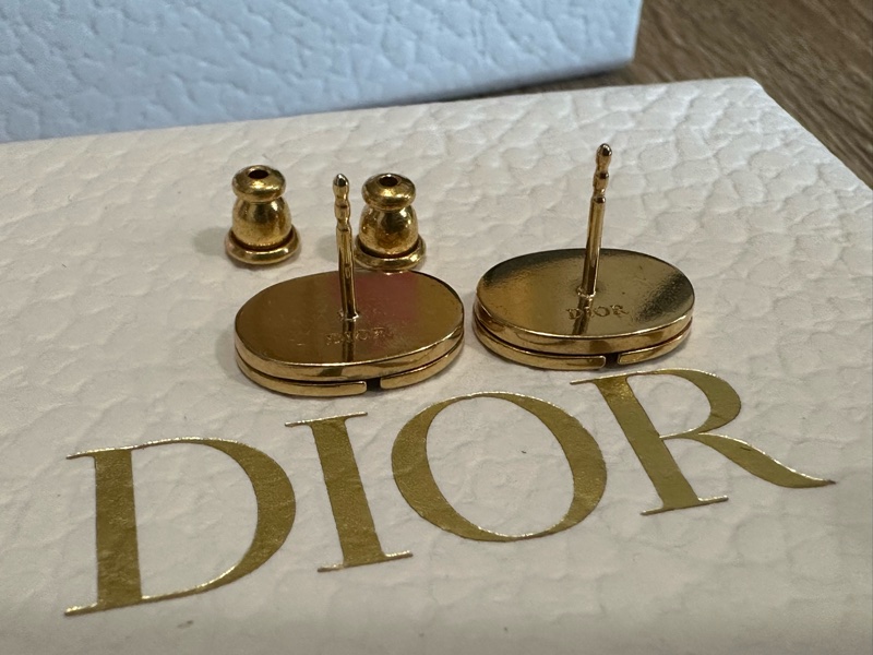 全套 有收據 Dior 金色CD小logo耳環-5