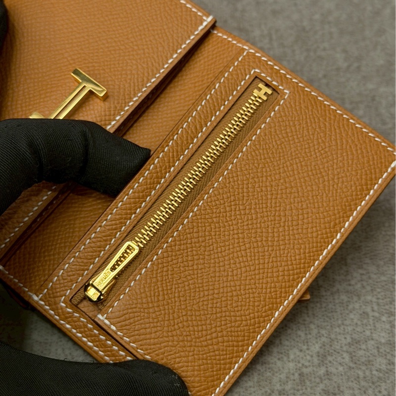 愛馬仕bearn H金棕三折短夾-4