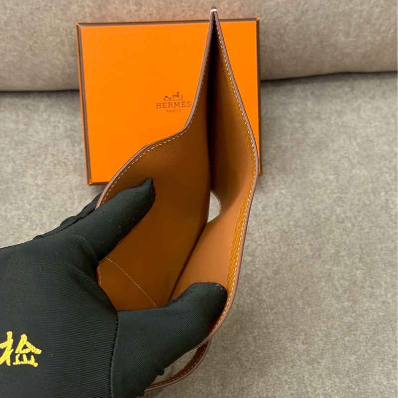 愛馬仕bearn H金棕三折短夾-5