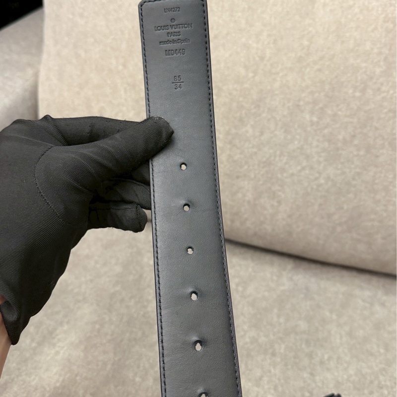 LV黑老花皮帶-2