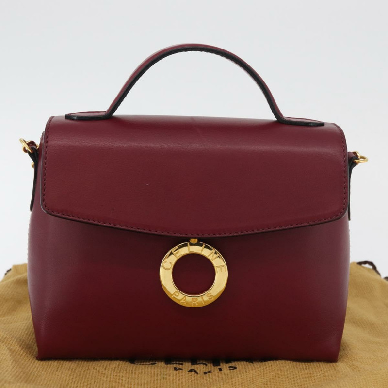 【日本直送】CELINE Circle 手提包 皮革 兩用 酒紅色 金色 正品 176822A-11