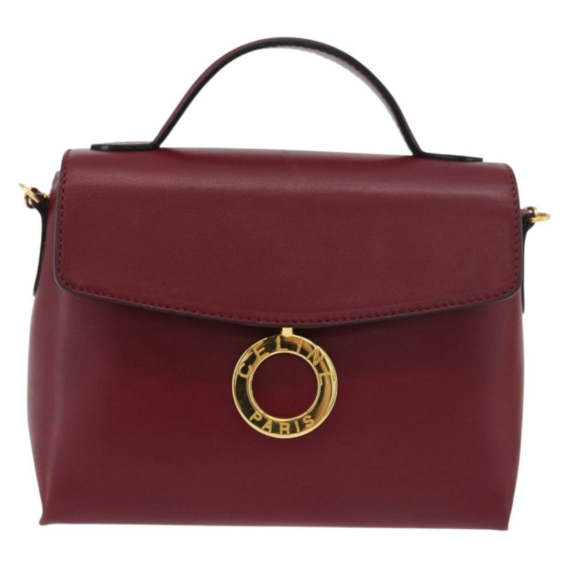 【日本直送】CELINE Circle 手提包 皮革 兩用 酒紅色 金色 正品 176822A-12