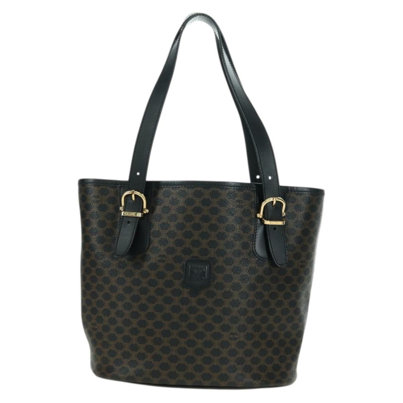 【日本直送】CELINE Macadam帆布托特包 PVC皮革 黑色金色 Auth am11378V-12